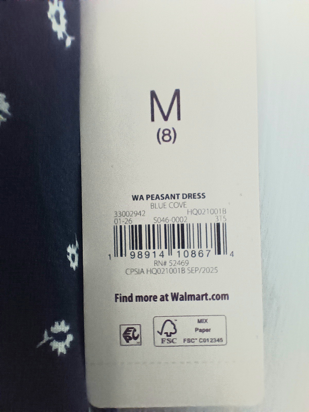 Weekend Academy Girls' Navy & White Floral Knit Peasant Dress with Pockets M (8) - Picture 8 of 10